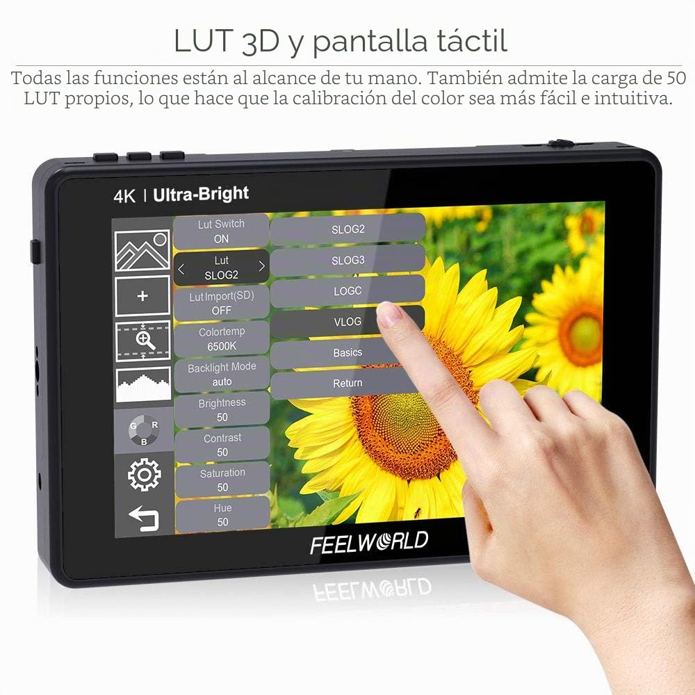 Feelworld LUT7S 7 Pulgadas 2200nit Ultra Brillante 3D Lut Touch Screen DSLR Cámara Monitor de Campo 1920x1200 IPS 4K HDMI 3G SDI DC Output Forma de Onda Sensor de Luz