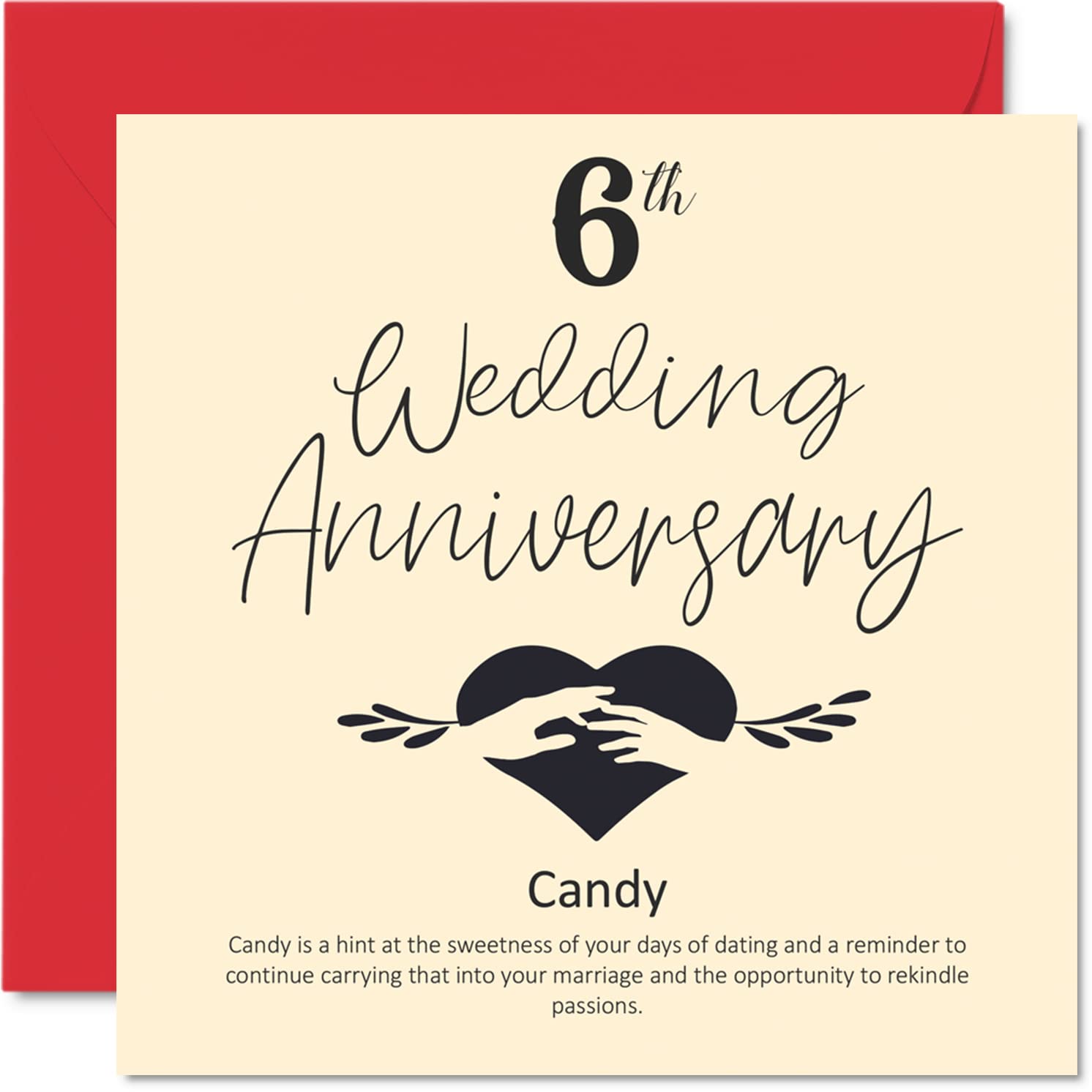 6th Anniversary Card for Husband Wife Boyfriend Girlfriend - 6th Wedding Anniversary - Candy Wedding Card for Women Men Her Him, 145mm Greeting Cards Fiance Fiancee