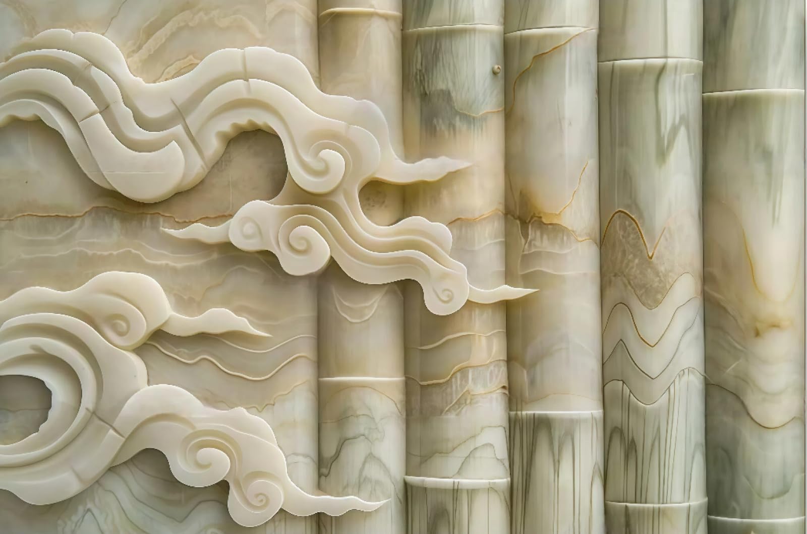 Nowoczesna tapeta ścienna jasnożółta Xiangyun kolumna jadeitowa marmurowa telewizor obraz sofa tło ściana sypialnia salon gabinet mural, 3D, 400 x 280 cm