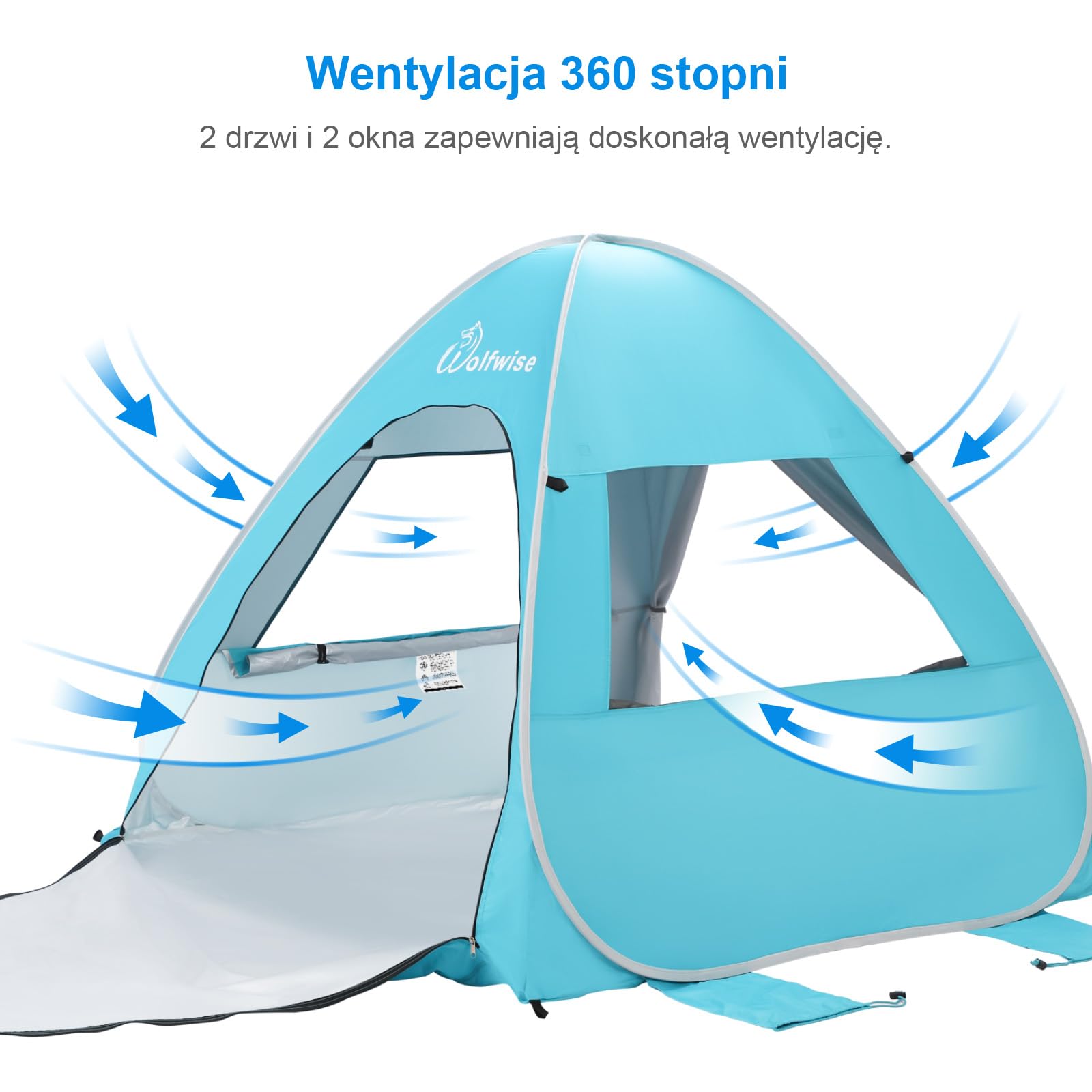 WolfWise UPF 50+ Easy Pop Up namiot plażowy schronienie słoneczne natychmiastowy automatyczny przenośny parasol sportowy kryty domek do zabawy baldachim kabana