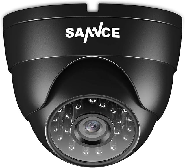 SANNCE AHD/TVI/CVI/CVBS 4-in-1 1080p Security Camera IP66 Weatherproof Analog CCVT Surveillance Camera for Indoor and Outdoor Use 100 ft Night Vision- Dome Camera (Black)
