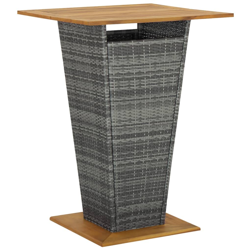 vidaXL Ensemble de Bar de Jardin 5 pcs et Coussins Mobilier de Terrasse Salon de Jardin Table et Chaises de Patio Extérieur Résine Tressée Gris