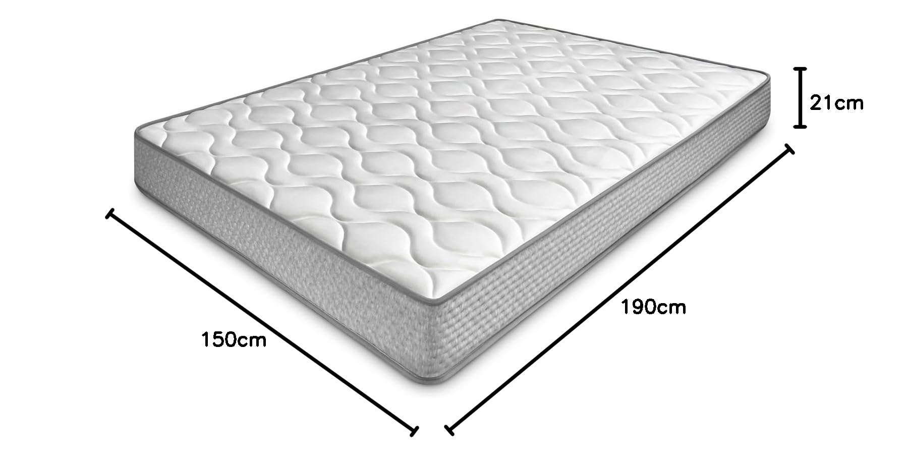 amuéblate Online - Colchón Viscoelástico Carla (Doble Cara) Multicapa con Firmeza-Dureza Media-Alta, Altura 21cm, Antiácaros, Antibacerias e Hipoalergénico, 150 x 190