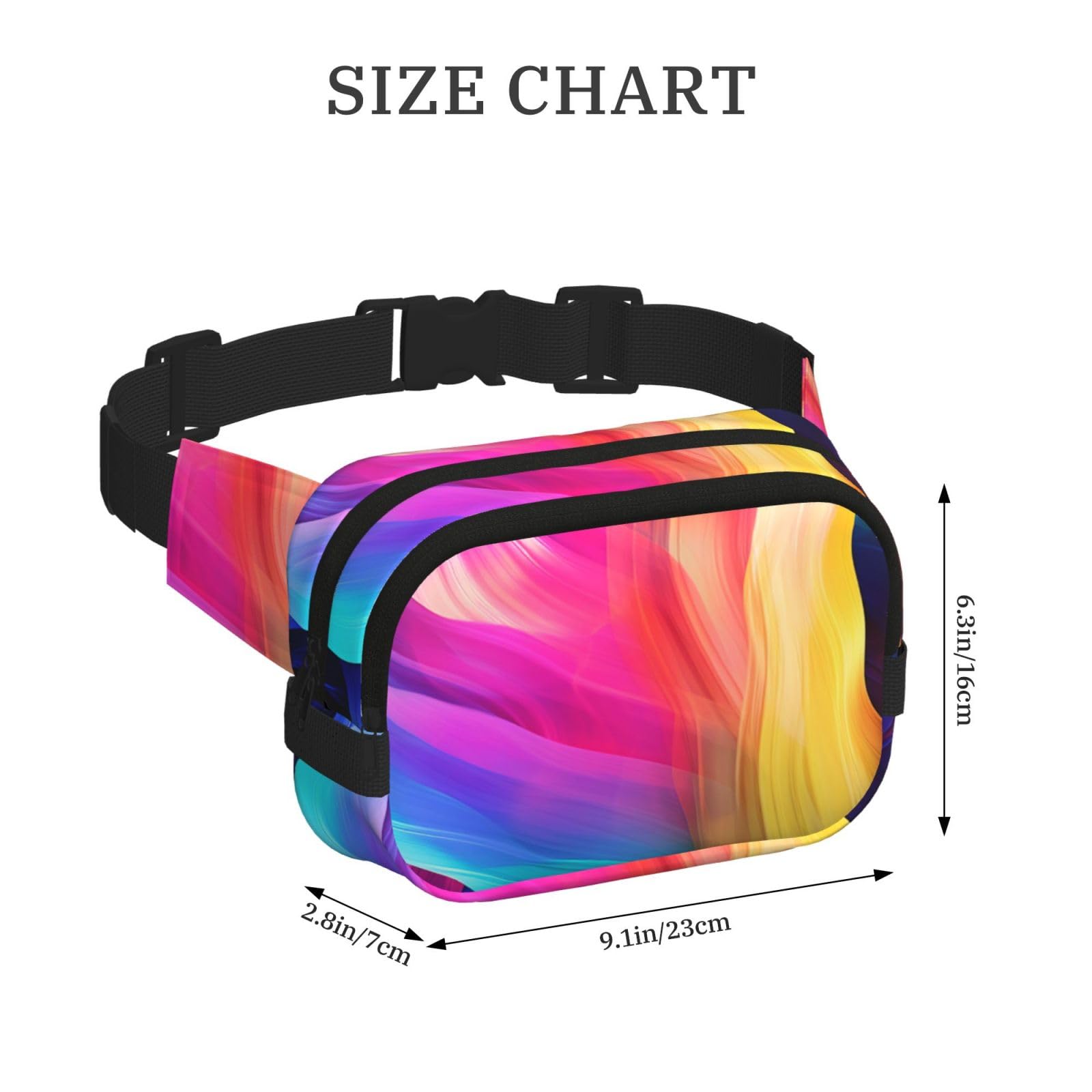 Fanny Pack for Men Women Crossbody Waist Bag Colorful waves Belt Bag with Adjustable Strap Hip Bum Bag