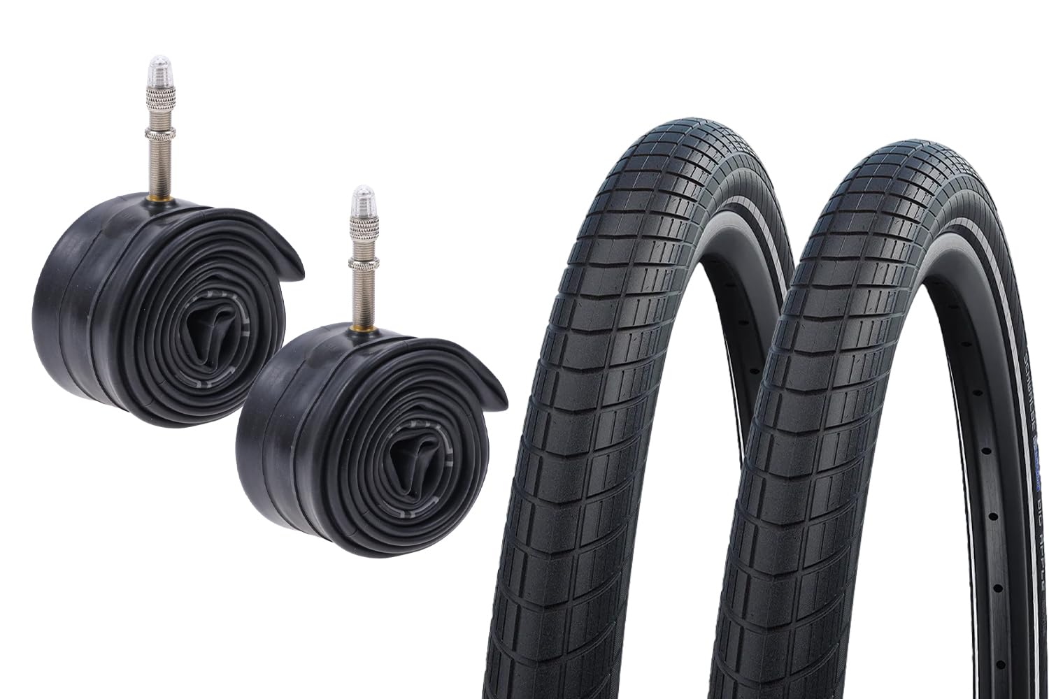 2 Stück Fahrradreifen 20 Zoll Big Apple 20x2.00 (50-406) + Schlauch DV – Performance Line, RaceGuard Pannenschutz, Reflexstreifen, für City-, Trekking Bike bis 25 km/h