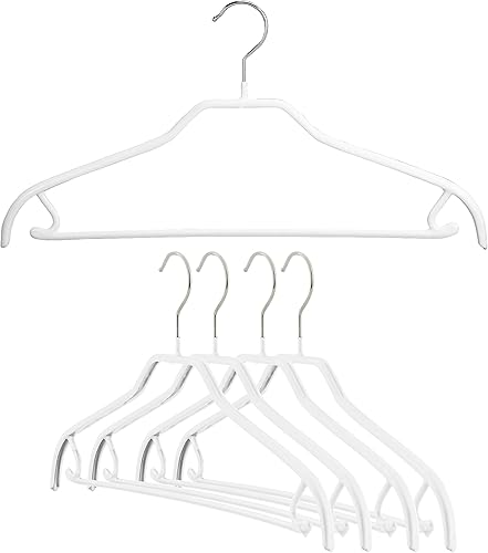 Miniatura 1 de MAWA por Reston Lloyd Silueta LuzThin antideslizante ahorro de espacio percha de ropa con gancho bar & para faldas y pantalones, Blanco, Juego de 5
