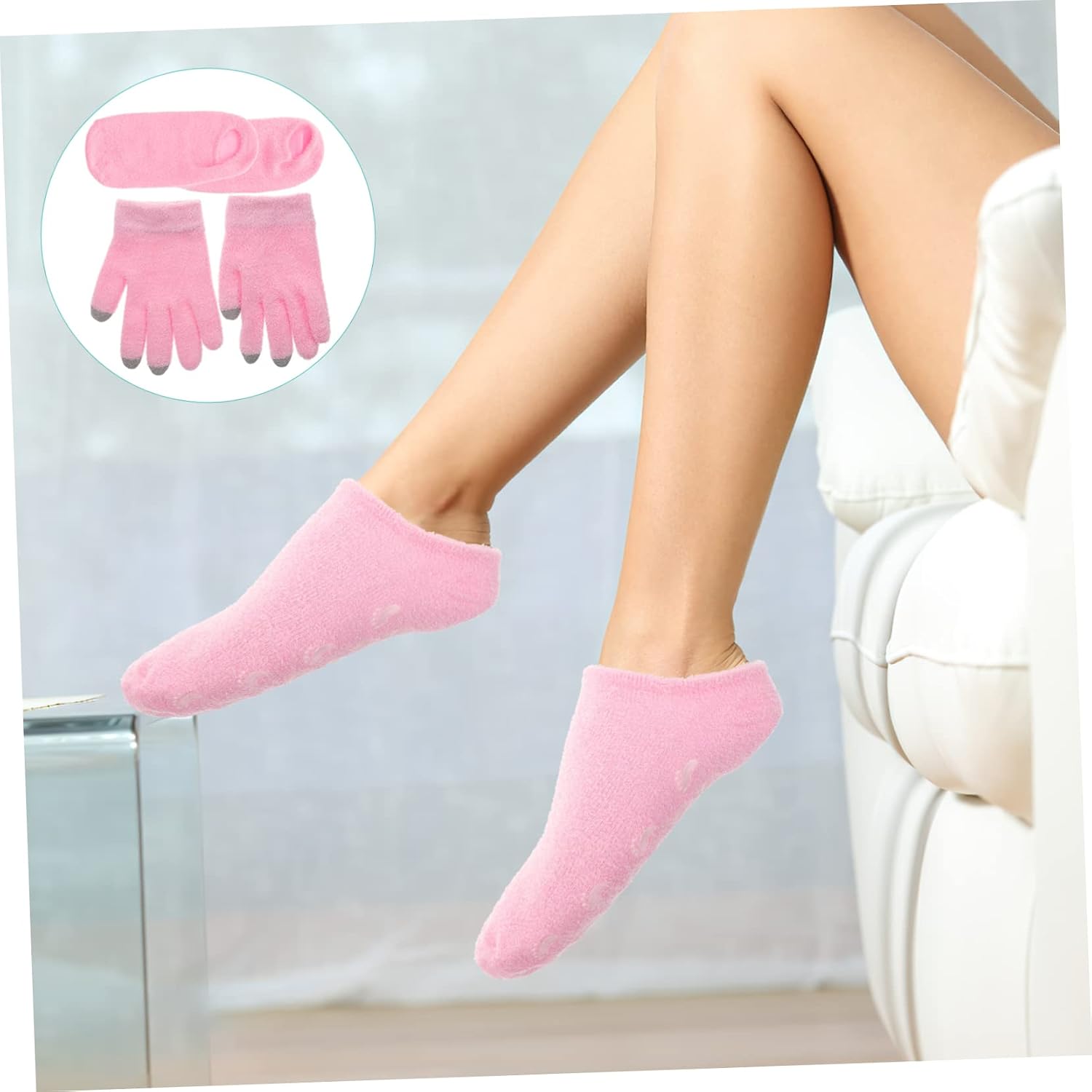 4pcs Gel Moisturizing Gloves and Socks for Women Hydrating for Dry Reusable and Washable Foot and Hand