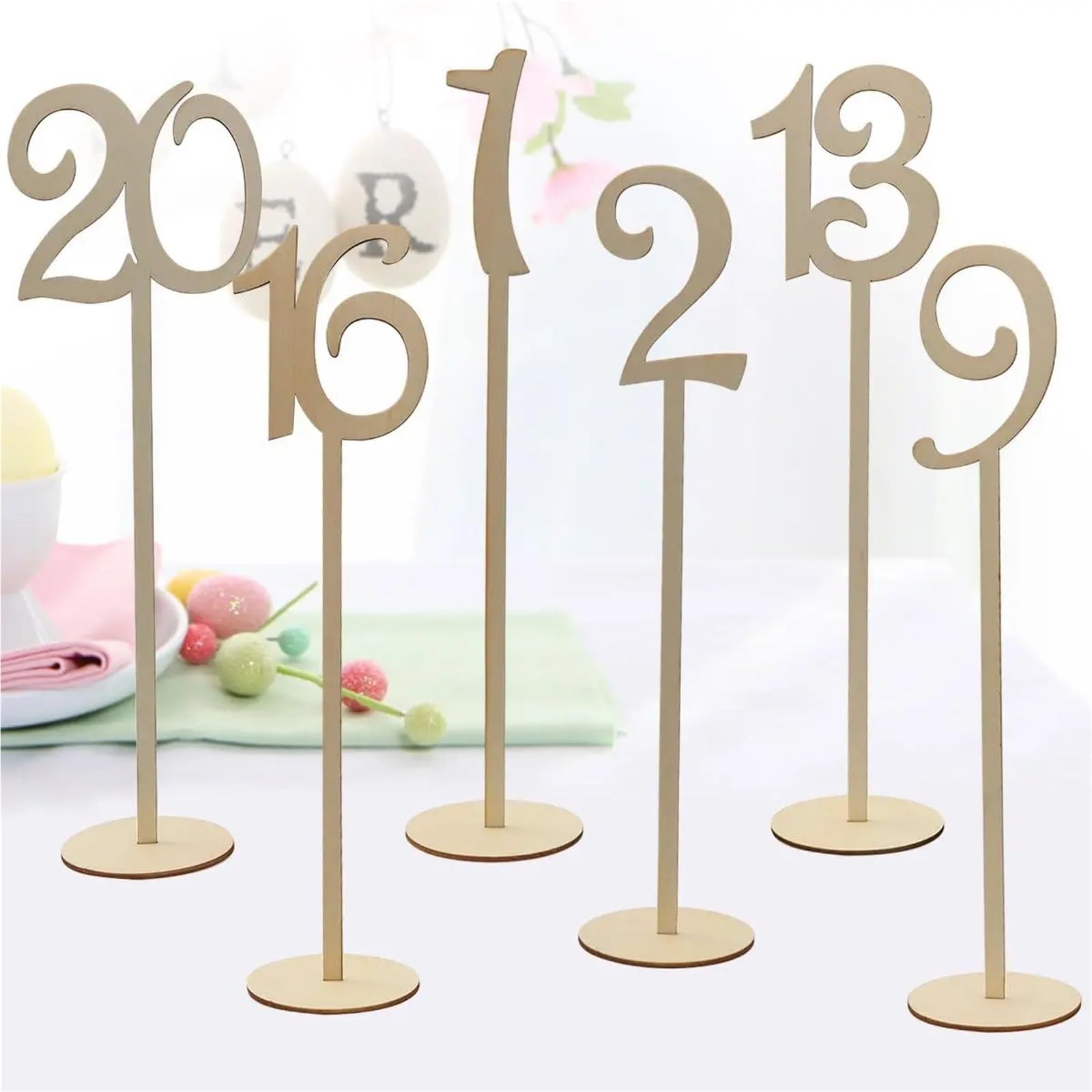 Números de mesa madera con Base soporte for decoración del hogar o boda, estante , for números , 10/20 Uds para Restaurantes Bodas