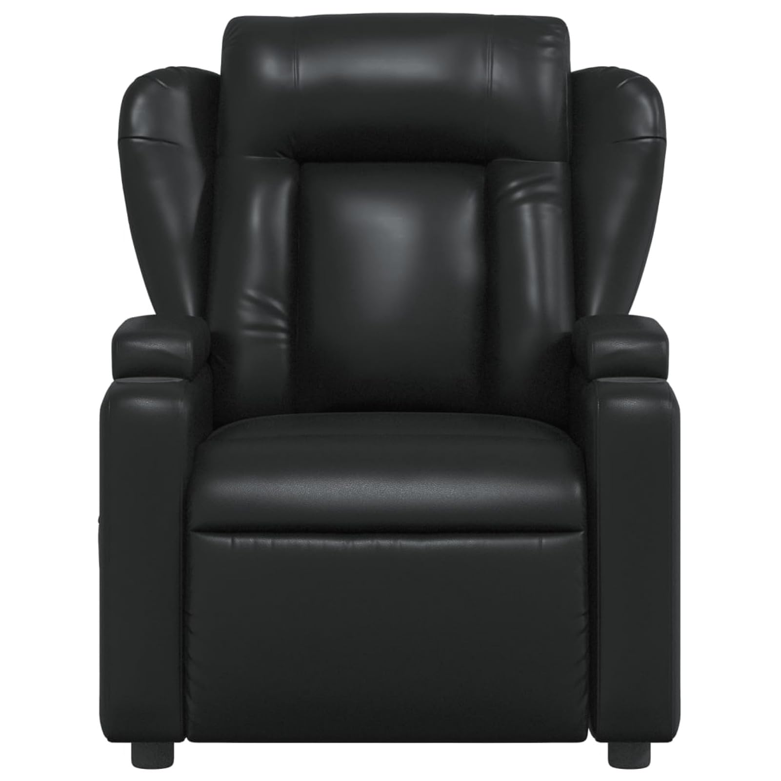 IKAYAA Sillón de Masaje Reclinable Cuero sintético, Sillón De Relax, Sillon Masaje Relax, Sillon Relax con Bolsillos Laterales, Sofá Individual, Butaca Orejera, para Salón Oficina Dormitorio Negro
