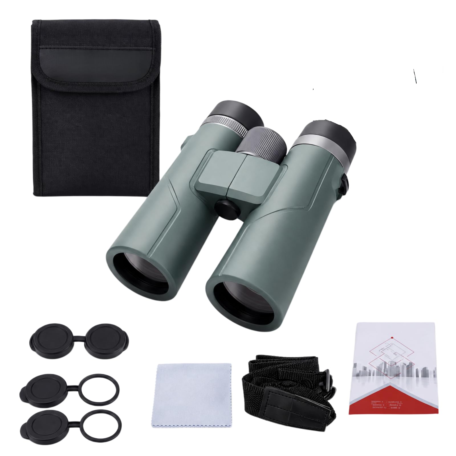 Kersens Original Jumelles Vertes Étanches, Optique HD et Format de Voyage pour Observation Longue Distance, Camping, Balades et Paysages (Vert)