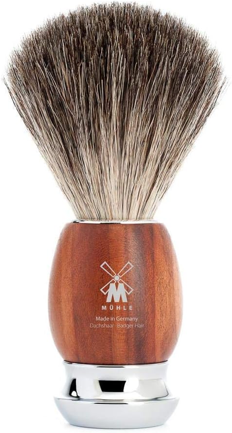 MÜHLE VIVO Plum Wood Pure Badger Shaving Brush - Luxury Shave Brush for Men, Rich Lather