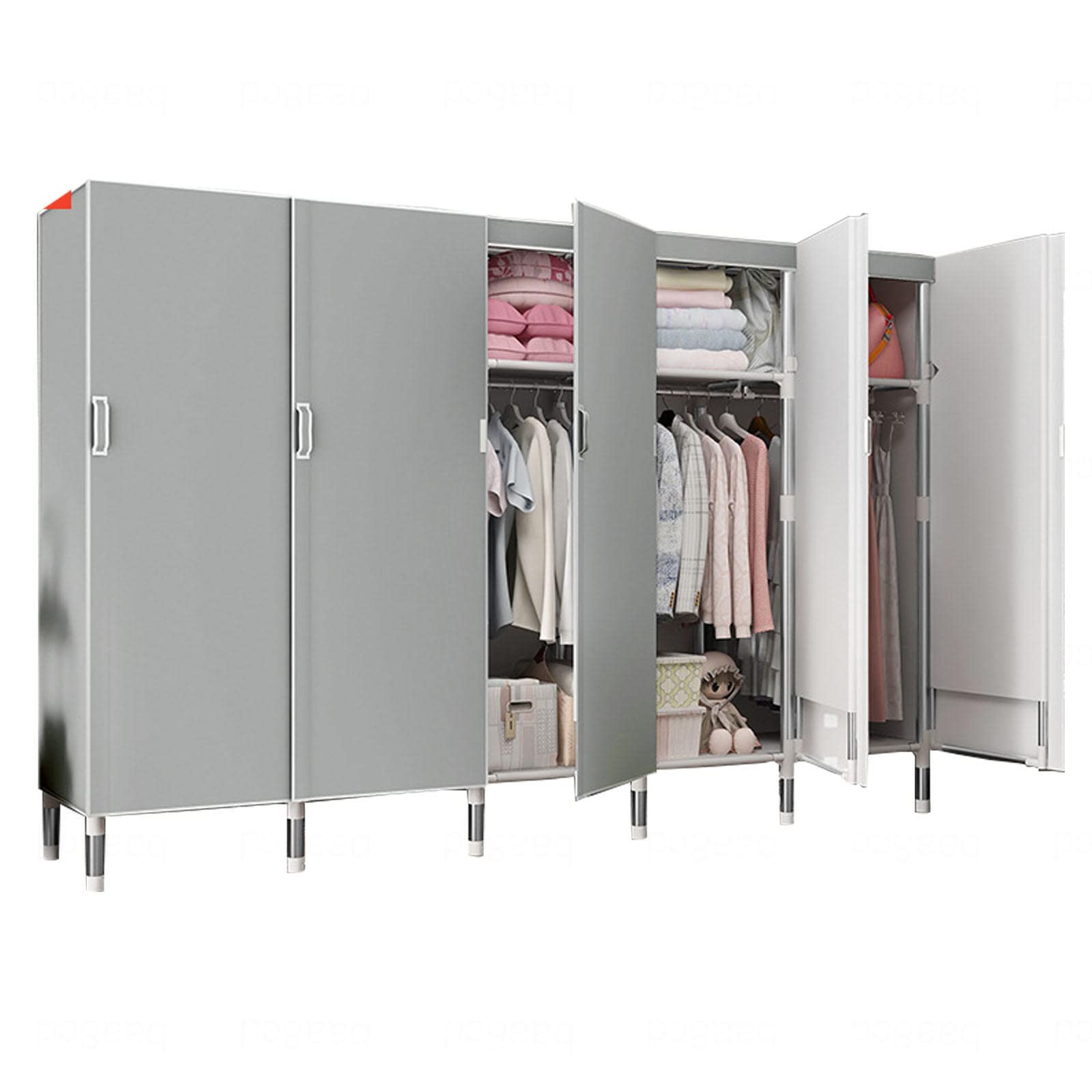 Kleiderschrank Tragbarer Kleiderschrank, faltbarer Kleiderschrank mit Kleiderstange, Regalen, Kleiderschrank-Aufbewahrungsorganisator für Schlafzimmer,D-205x50x172cm
