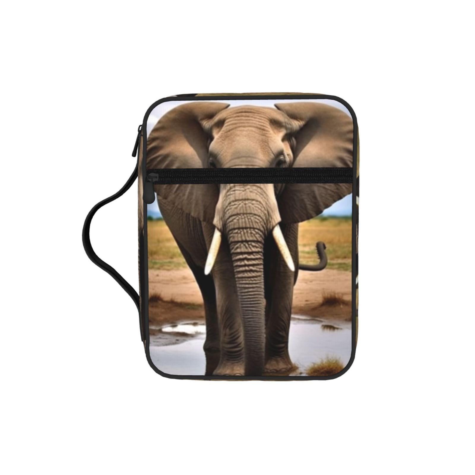 African Wild Animals Elephant Bible Cover Case Waterproof Bible Bag With Handle Organizer Storage Book Cover For Bible Study
