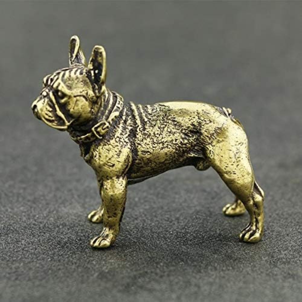 Mosiężna figurka buldoga, ozdoba Feng Shui, bogactwa, rzeźba, dekoracja kolekcjonerska, chińska herbata, zwierzę domowe