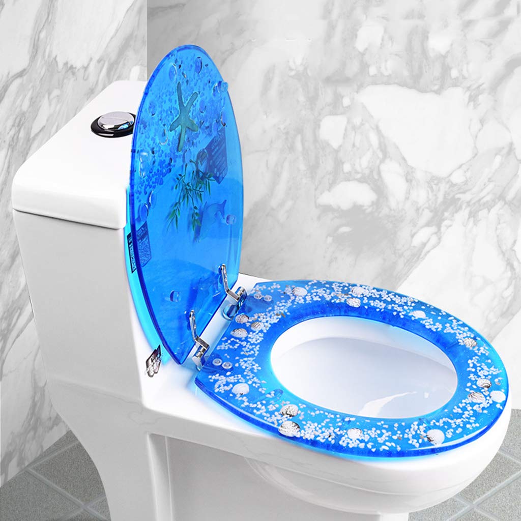 Ocean Series WC-Sitz aus Harz, mit Delfin, Seestern und Hummer, strapazierfähig, perfekt für ovale Toiletten, Weiß