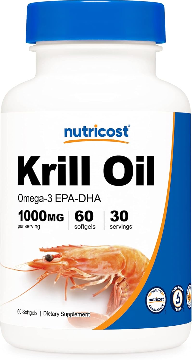 Nutricost Krill Oil 1000mg, 60 Softgels Omega3 EPADHA