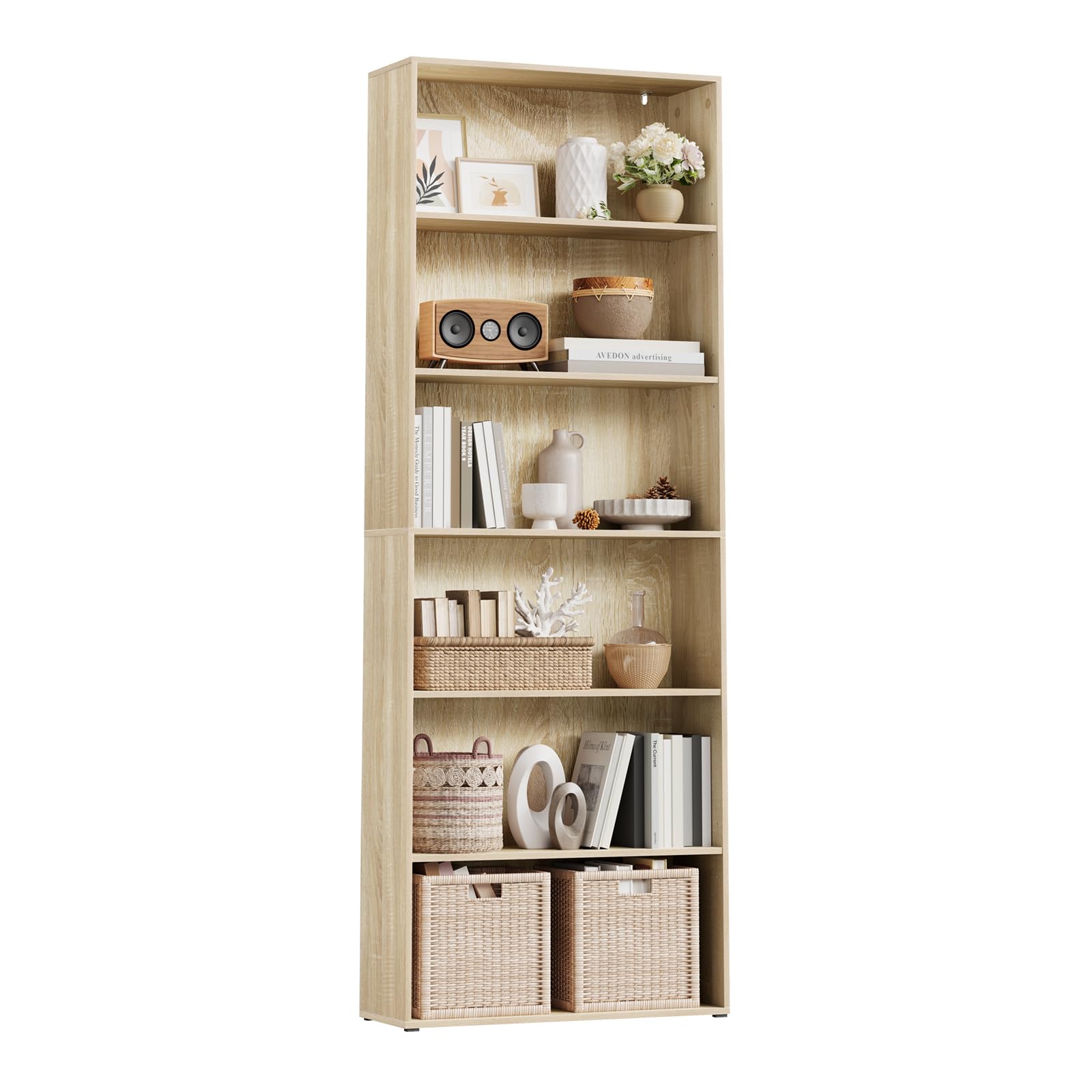 WOLTU Bücherregal, Regal mit 6 verstellbaren Ebenen, offenes Standregal, Raumteiler stehend, Aufbewahrungsregal für Wohnzimmer, Büro, Schlafzimmer, 60x180x23,5 cm, #3555