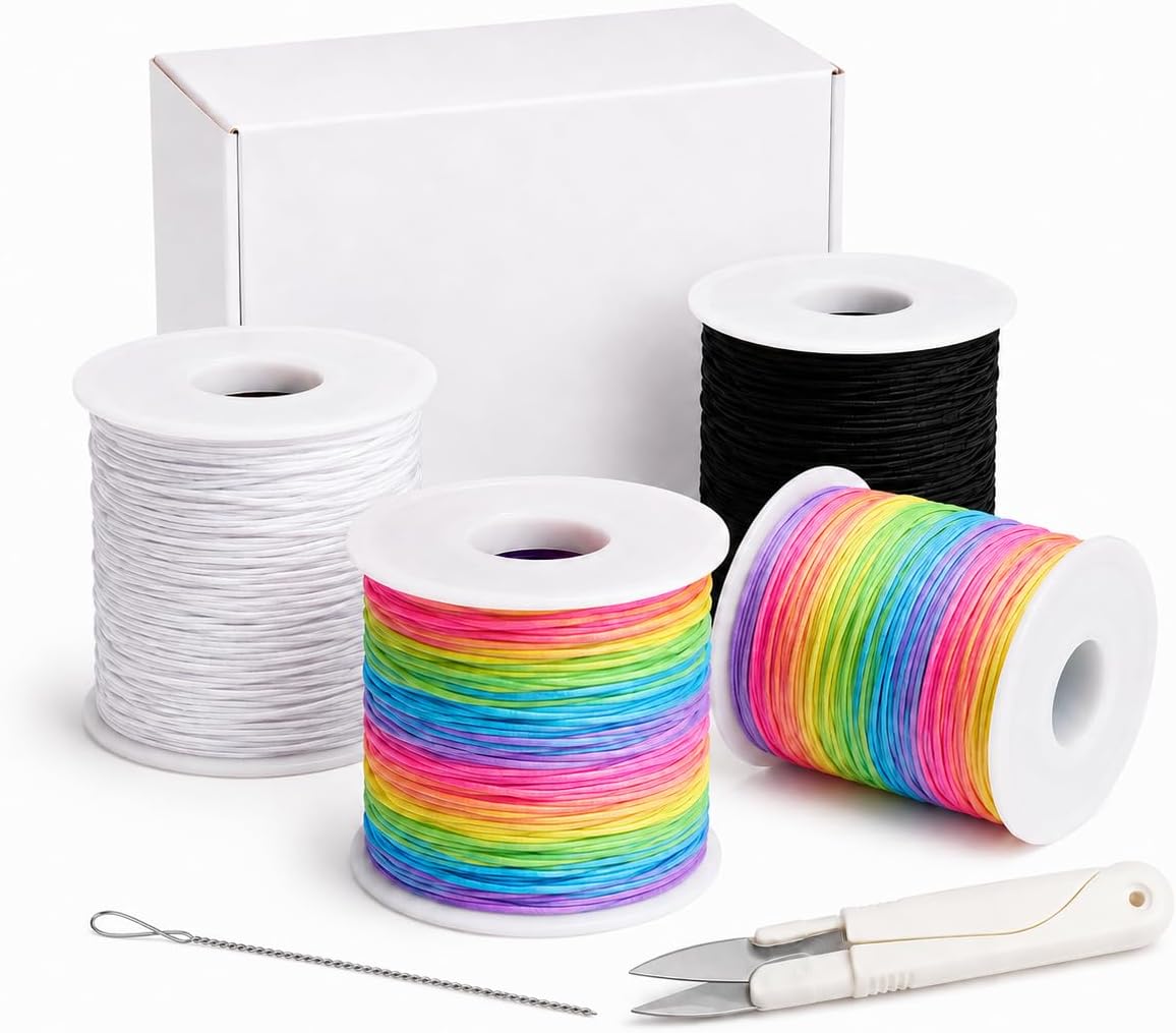 1mm Stretchy Bracelet String Kit,4 Rolls/660ft with Scissors for DIY Crafts