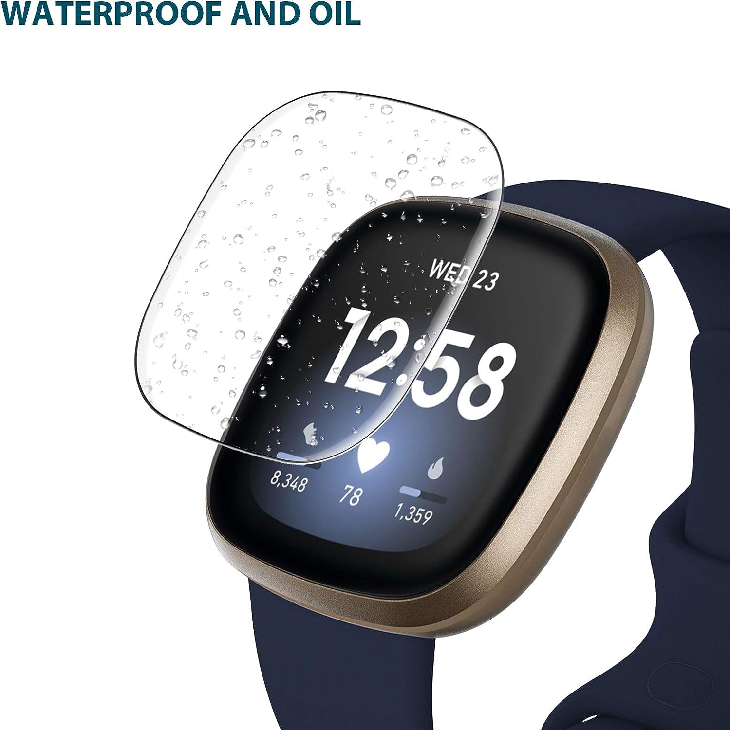 PROTECTOR CARCASA CON VIDRIO PARA FITBIT VERSA 3 / SENSE - PLATEADO