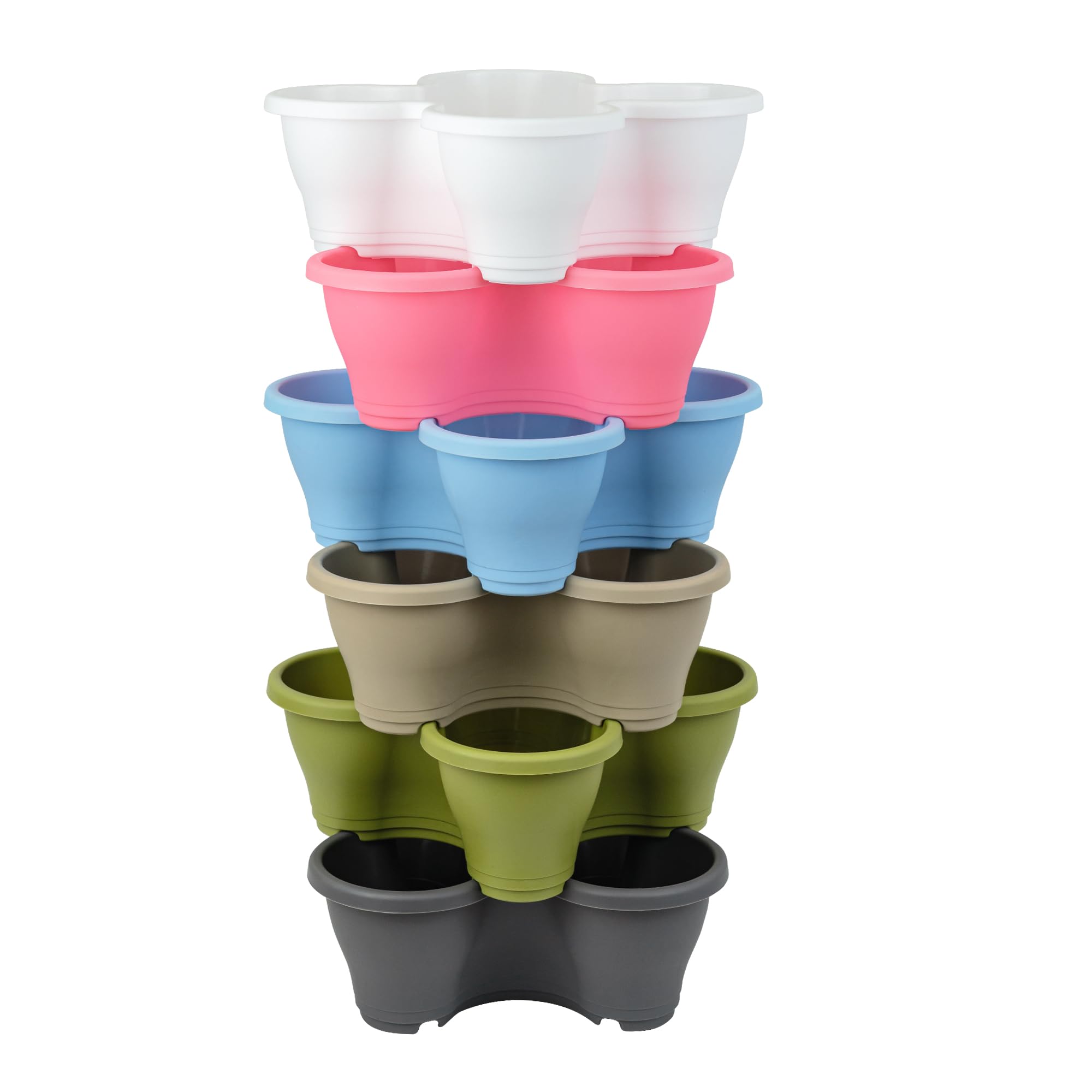 Simpa Multicolour 6Pc Quad-Pot Stackable Indoor & Outdoor Planters - Set