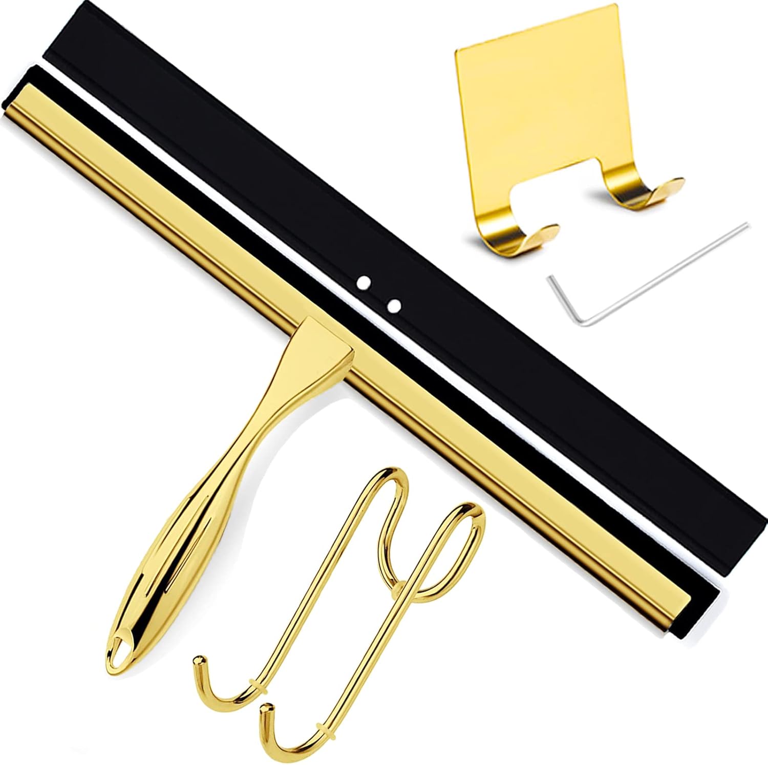 Shower Squeegee for Glass Doors, 14 Inches Bathroom Squeegee with Spare Silicone