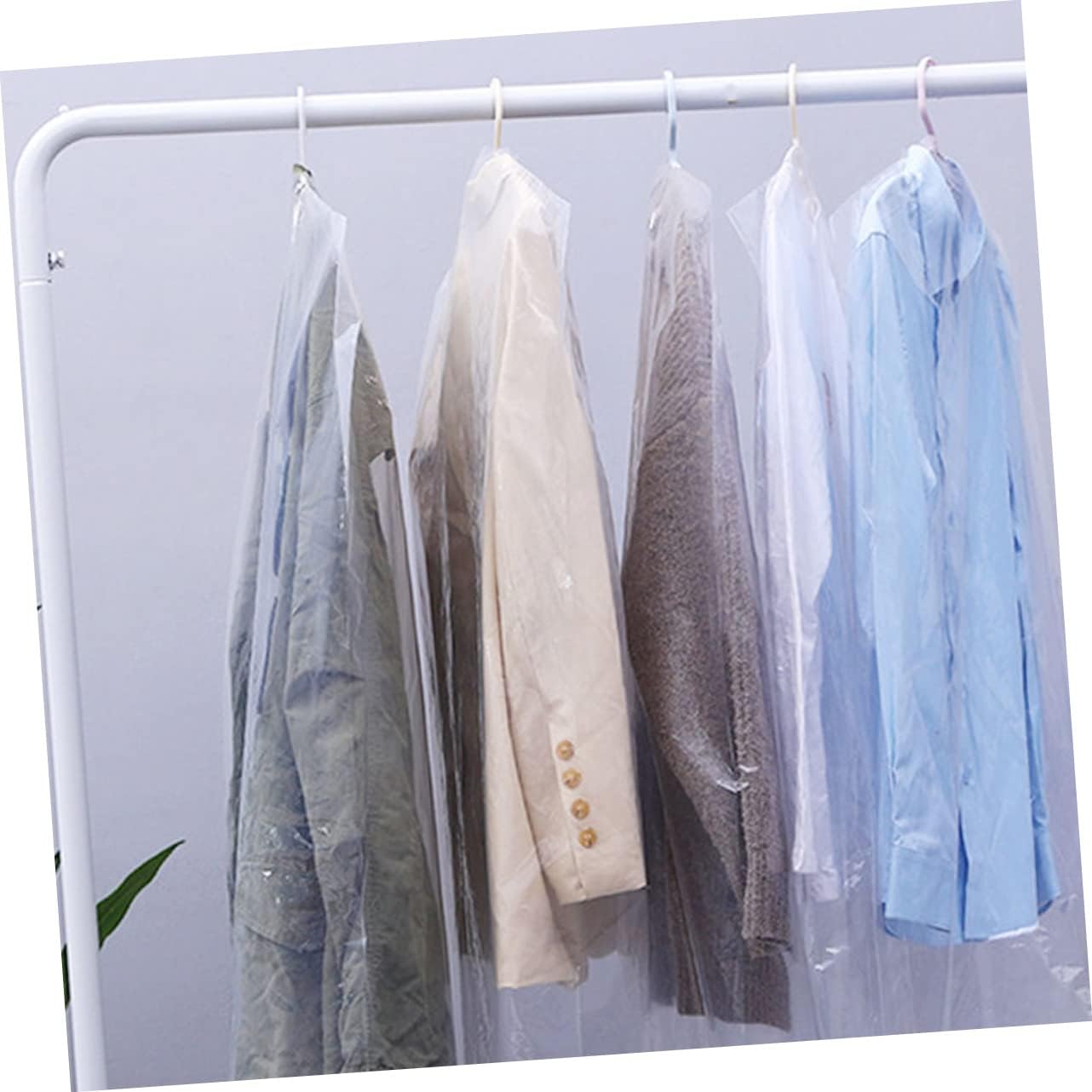 100pcs Disposable Dust Covers for Clothing Plastic Dry Cleaning Bags Waterproof Garment Protector for Garages Storage and Moving