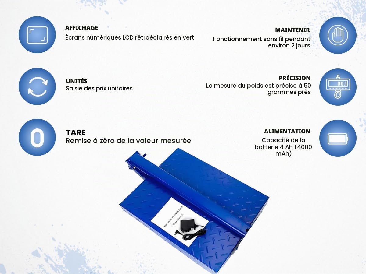 HDWR wagPRO-P150 Balance plateforme 150 kg, balance colis pliable, tare
