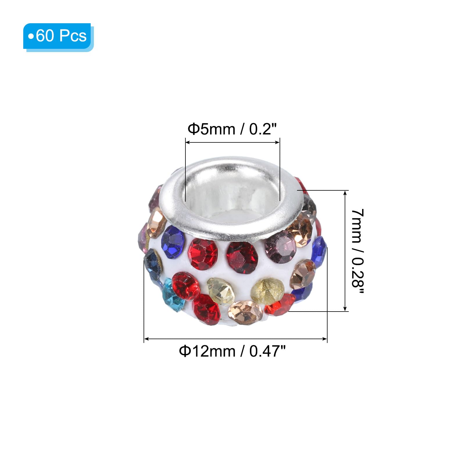 PATIKIL 12mm Rhinestone European Beads - Image 2