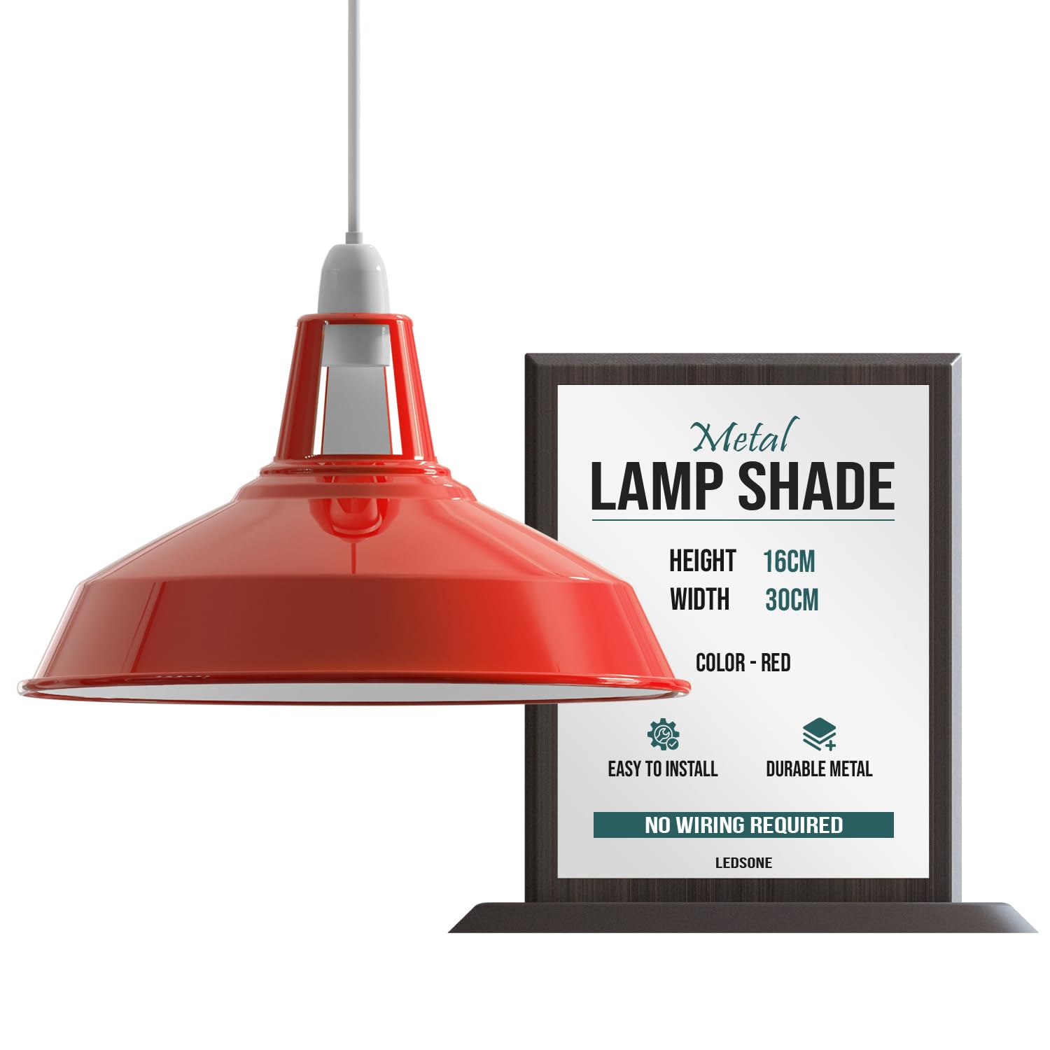 LEDSone Red Lampshade for Ceiling Lamp Shades 30cm Light Shade Ceiling Light Industrial Replacement Metal Decorative Pendant Lighting Bulb Guard Lamp Shades for Indoor Light Shade