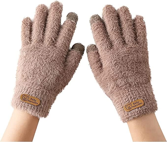 Gloves cum Mittens Winter Wrist Arm Warmer Mitts Gloves for Girls & Women | Women Winter Gloves Soft Fur Angora Rabbit Wool Casual-image-49