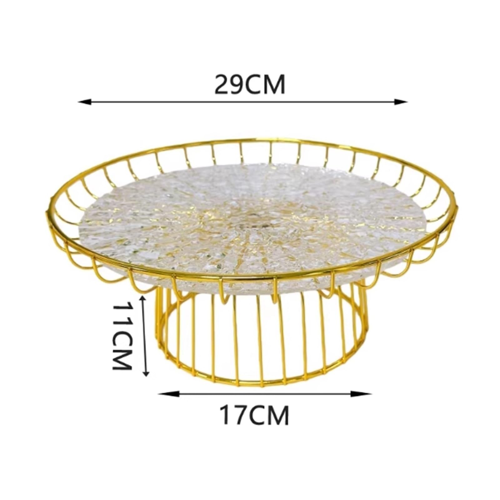 Kuchen-Display Goldtransparenter Obstkorb-förmiger Dessertständer, Kuchenständer(L)