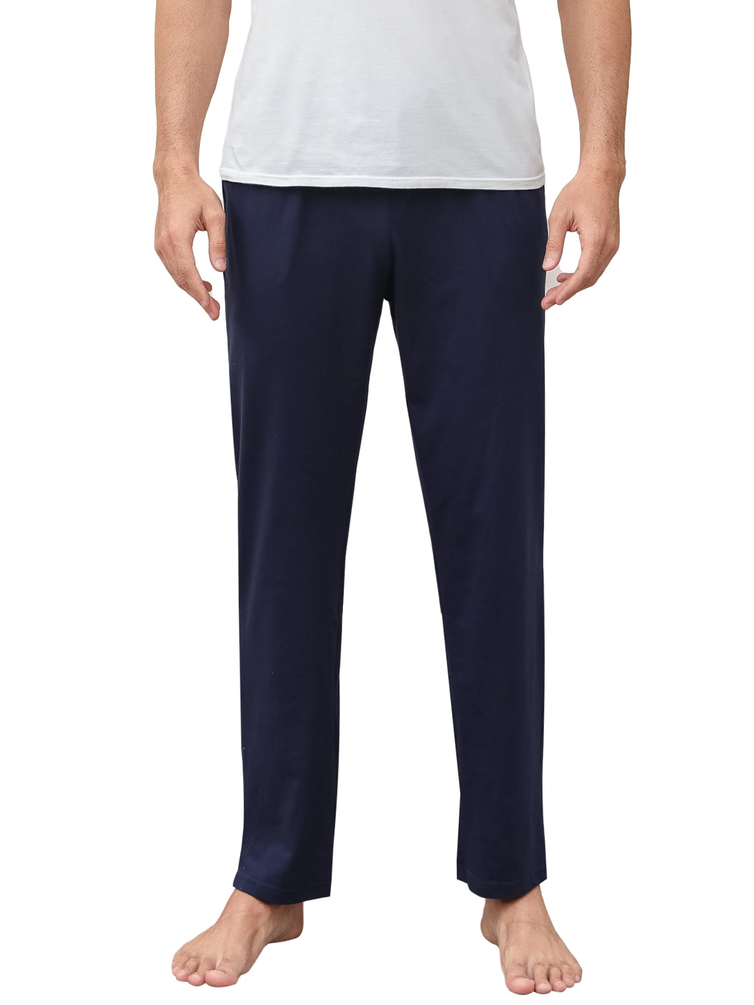 Lot de 2 Pantalons de Pyjama Longs et légers en Coton pour Homme - Pantalon de Pyjama - Pantalon de Loisirs avec Taille élastique et Coupe Droite