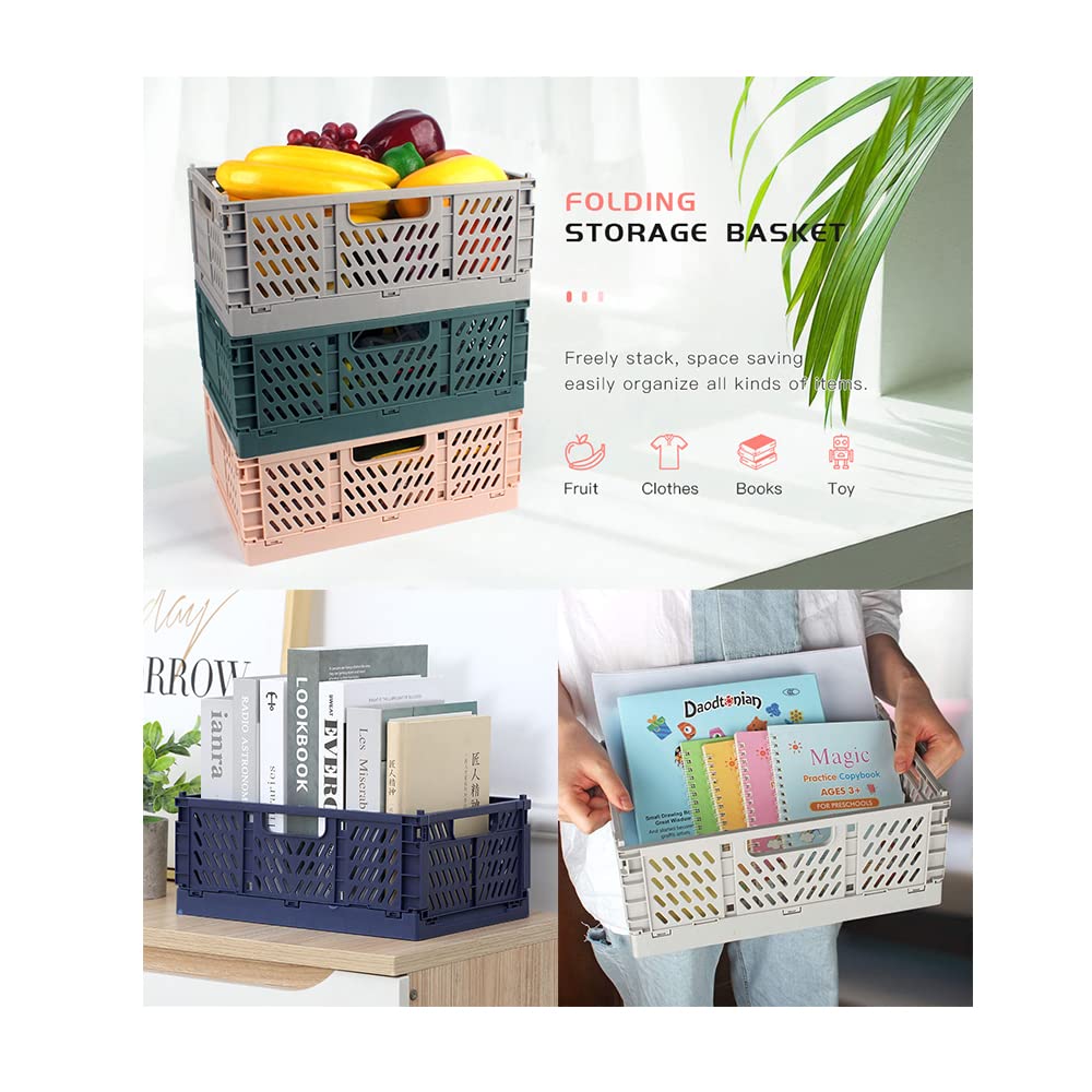 Składane plastikowe pojemniki do przechowywania z uchwytem do kuchni, klasy, biura, toaletki, łazienki, ścianka działowa (30 x 20 x 12,7 cm) - zestaw 2 szt., szare