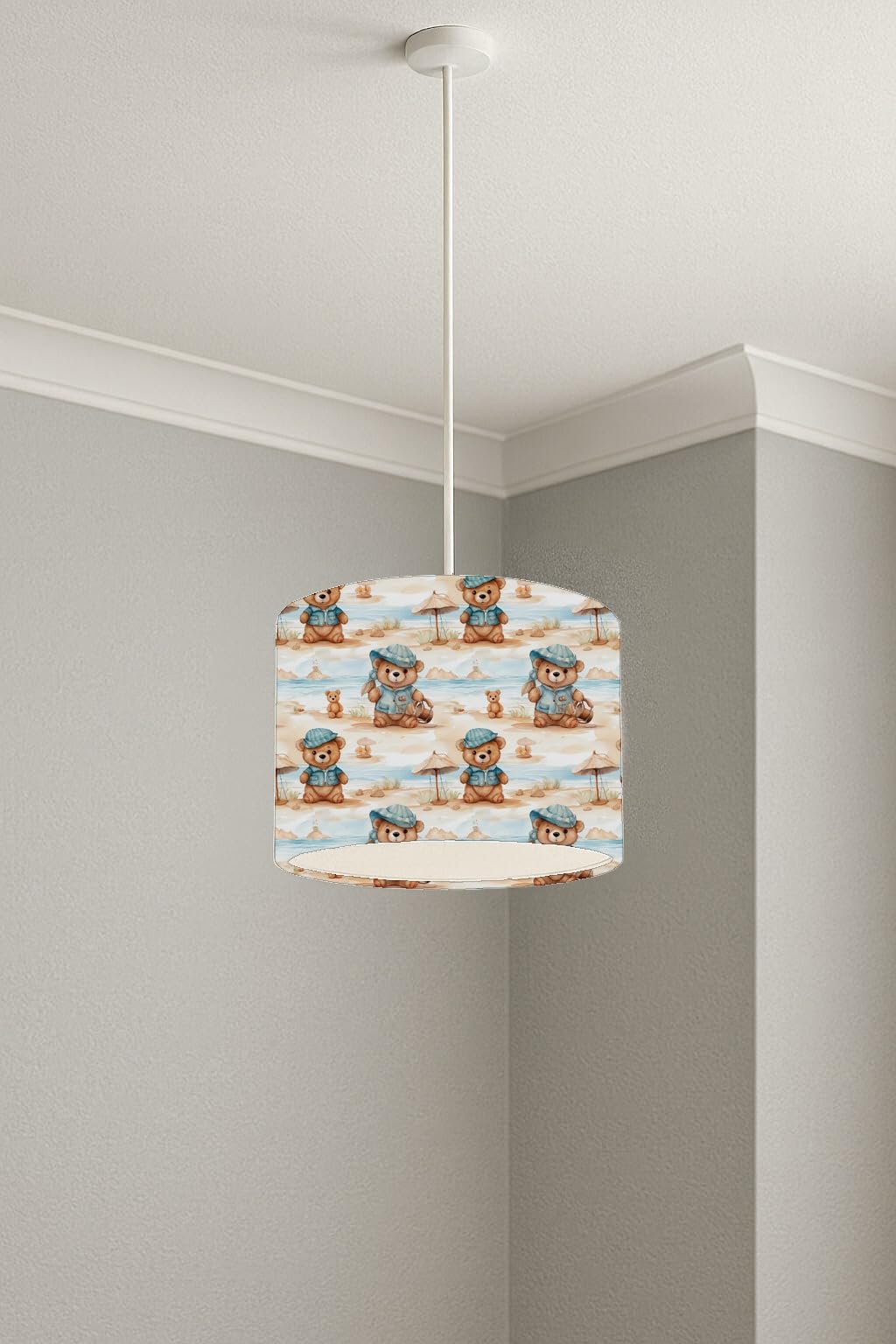 Beach Day Bears lightshade – 20 x 18.5cm Ceiling Drum Shade | E33BB8