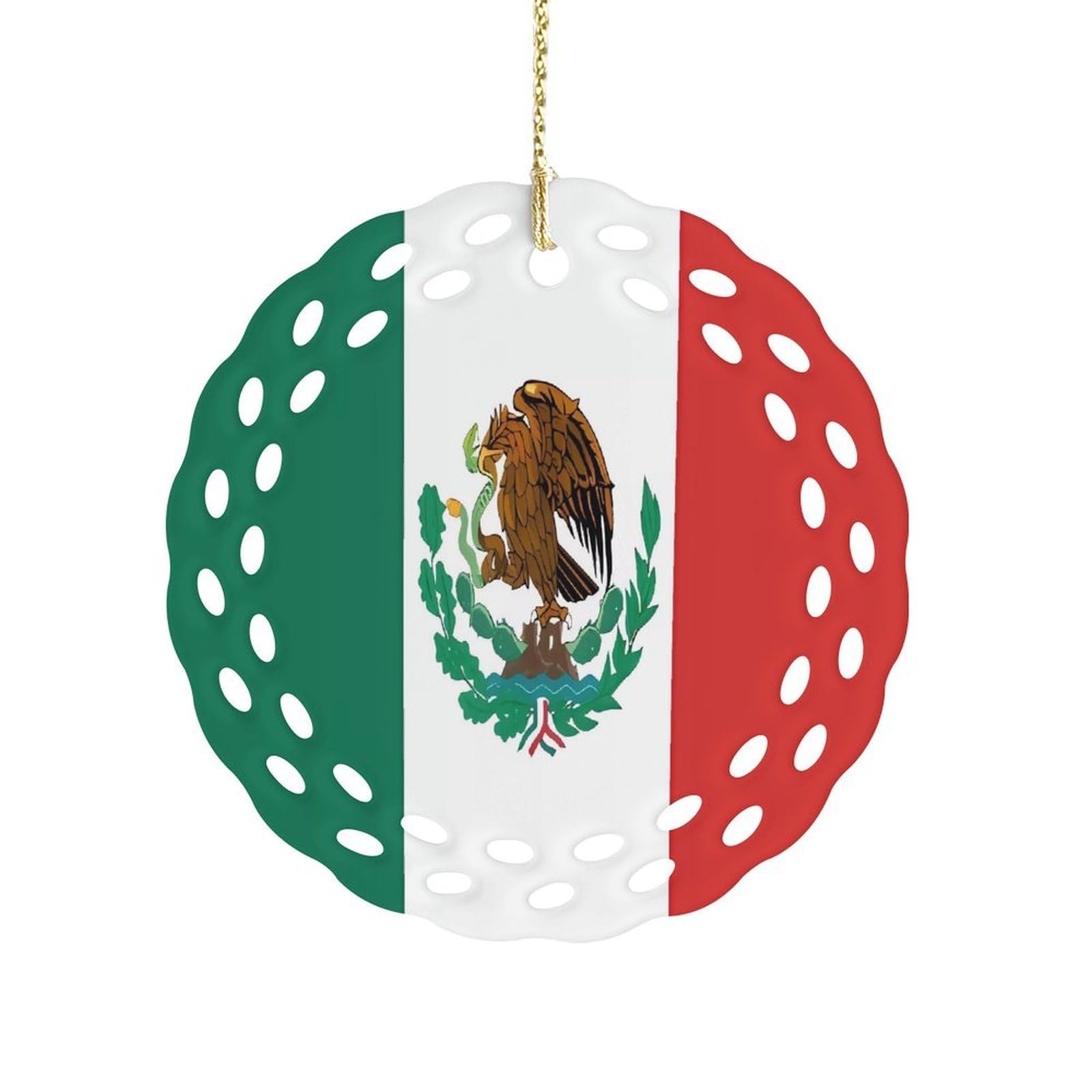 Fodpand Women's Style Flag Of Mexico Ceramic Ornament For Home Decor 3.2" Round Tree Decoration Christmas Ornaments For Men Double-Sided Design