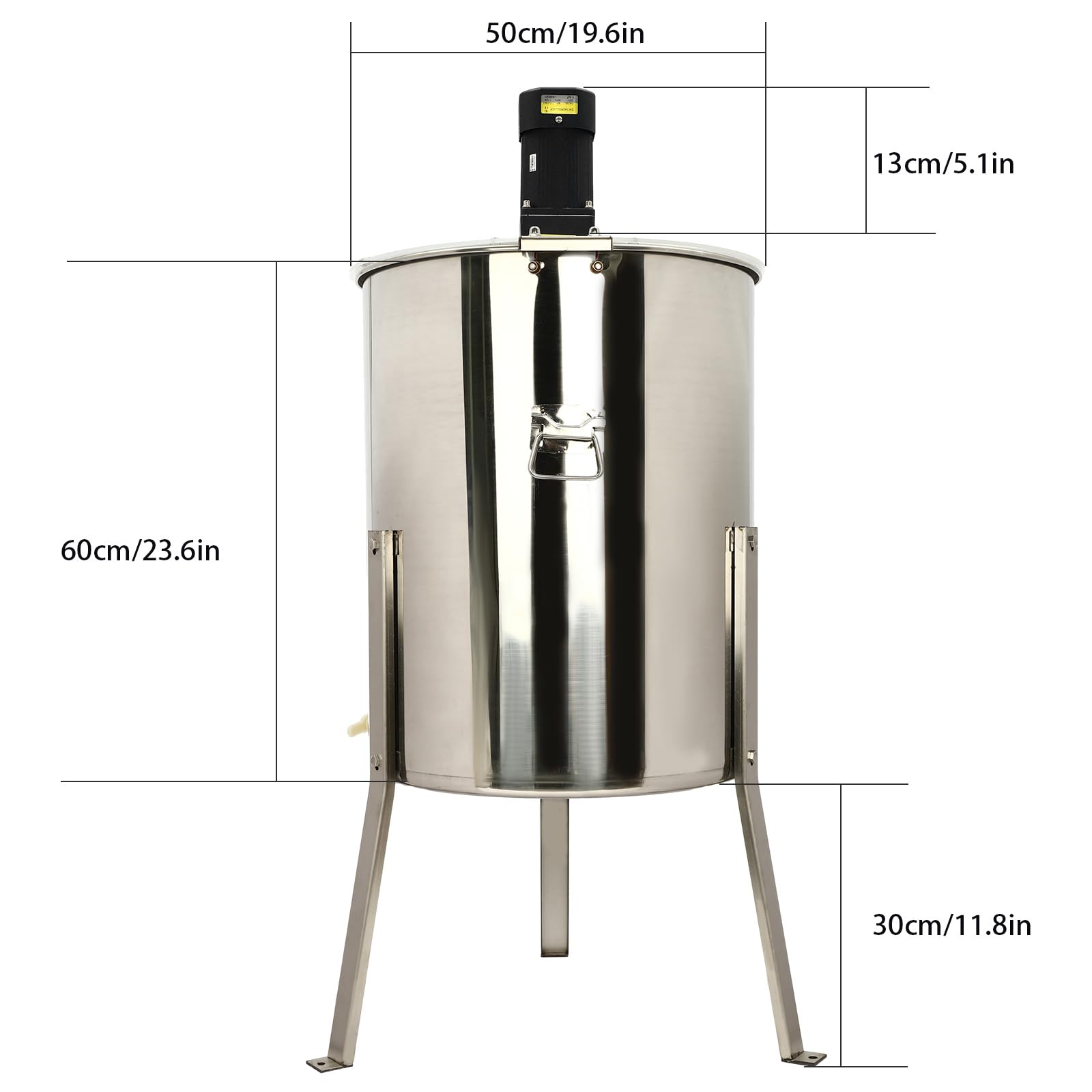 Centrifuga elettrica da 140 W a 8 favi estrattore di miele in acciaio inox 370 RPM con regolatore di velocità, centrifuga diagonale con 4 cornici piccole e 4 cornici standard, 50 x 73 cm