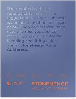 Stonehenge Aqua White Medium Weight Block, 140lb, Coldpress, 15 Sheets for Wet and Dry Media (9X12)