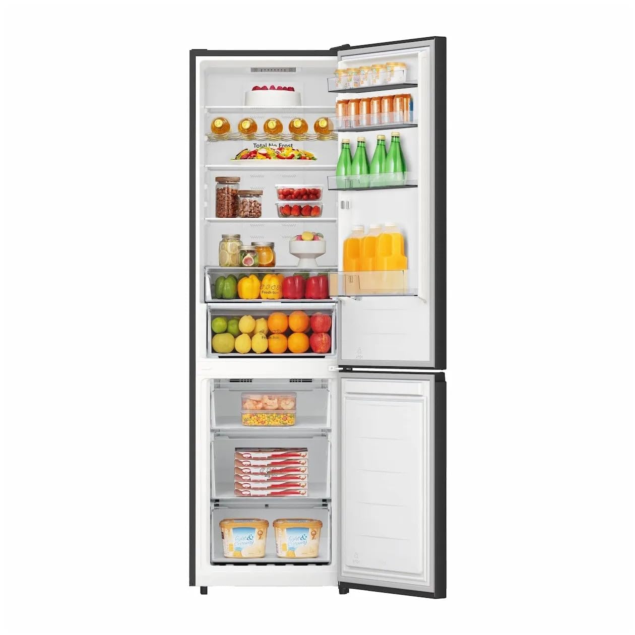Hisense RB440N4AFA nevera y congelador/altura 201 cm/refrigeración 178 L/congelación 98 L/iluminación LED, Dark Inox