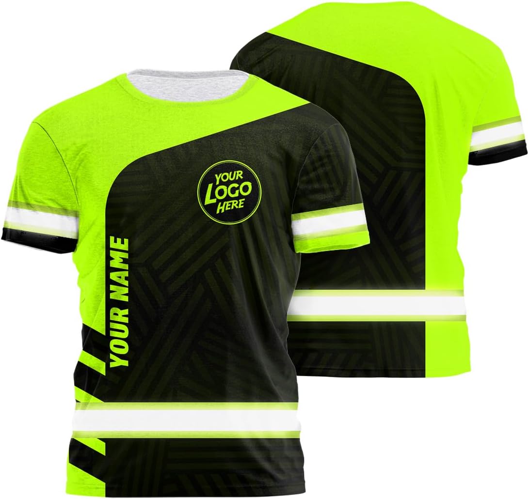 Company, Team Uniform High Visibility Shirt for Men Safety Shirt Custom Logo Name with Reflective Tapes AMZ02