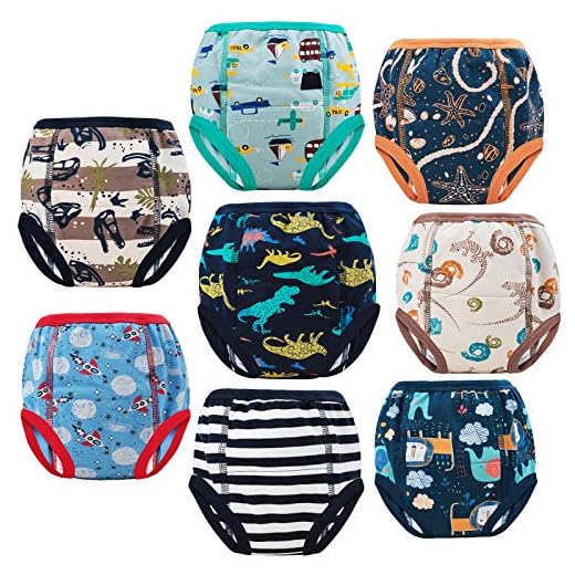 MooMoo Baby 8 Packs Potty Training Pants Cotton Absorbent Training Underwear for Toddler Baby Boy 3T