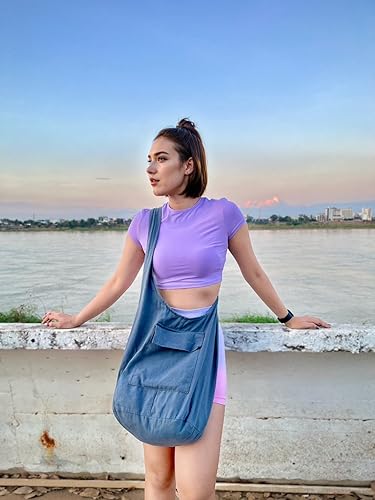 Miniatura 3 de Your Cozy - Bolso de hombro bohemio, cruzado, hecho a mano, de algodón, ligero, unisex, con cierre de cremallera, para viajes