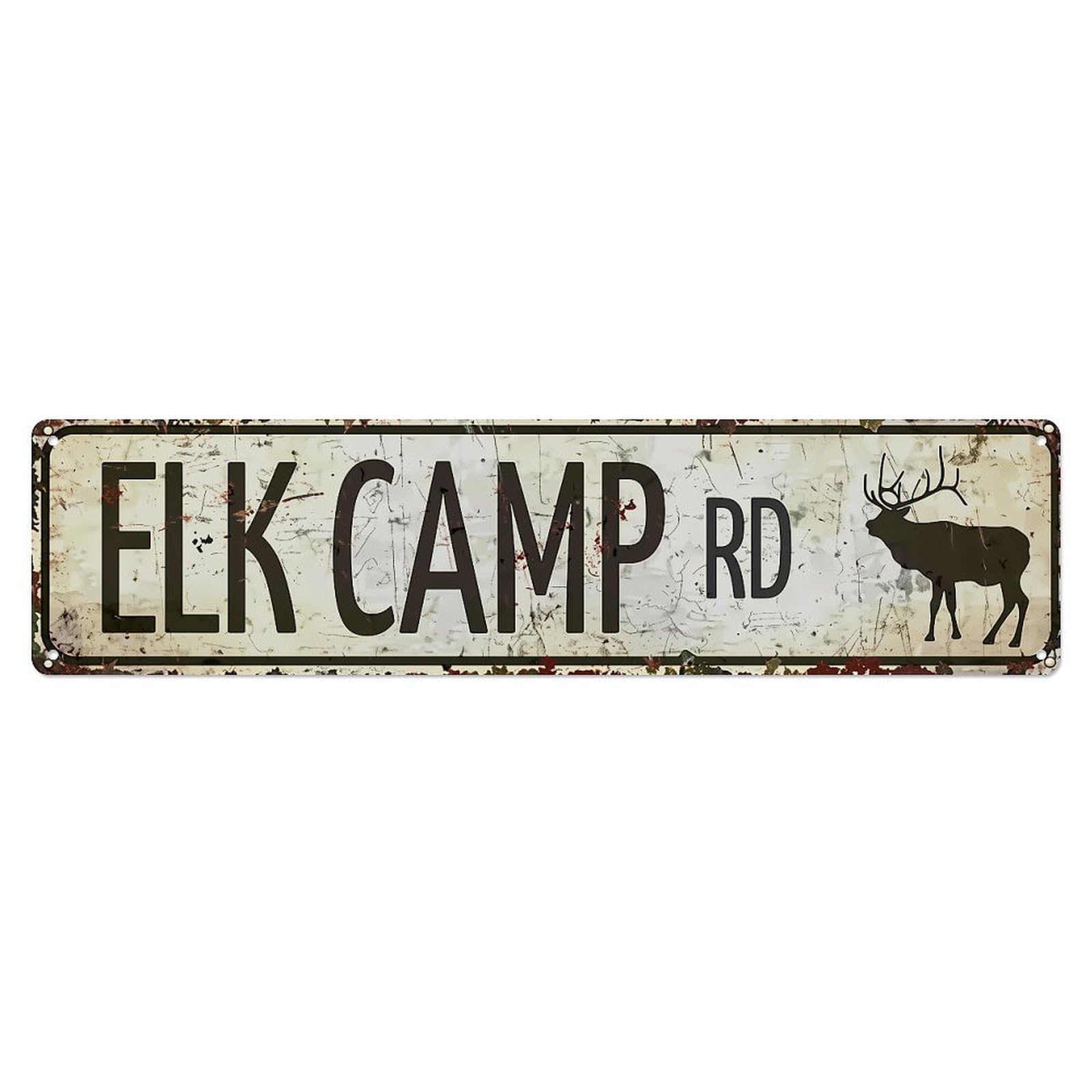 Elk Camp Road Sign With Deer Silhouette Metal Tin Sign Plaque