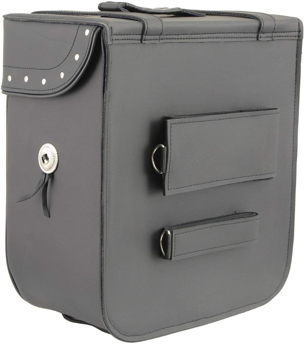 Milwaukee Leather SH581 Medium Black ‘Studded’ PVC Sissy Bar Motorcycle Bag - Medium