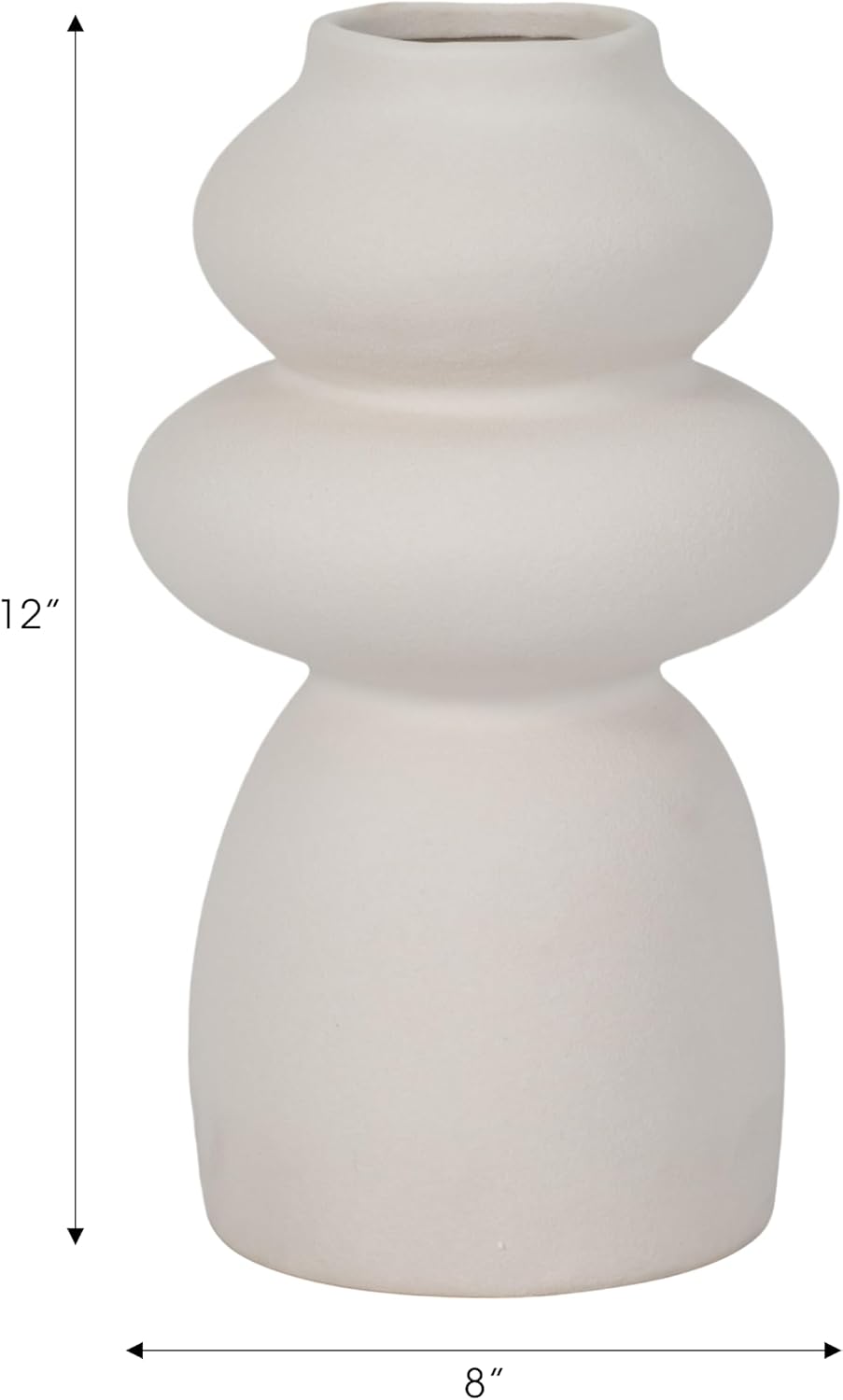 Ceramic Vase for Stylish Home Decor – Elegant Flower Vase for Any House, Bedroom, Office, Living Room, and Tabletop Decor – Timeless and Charming Room Accent Piece – 12", Ivory