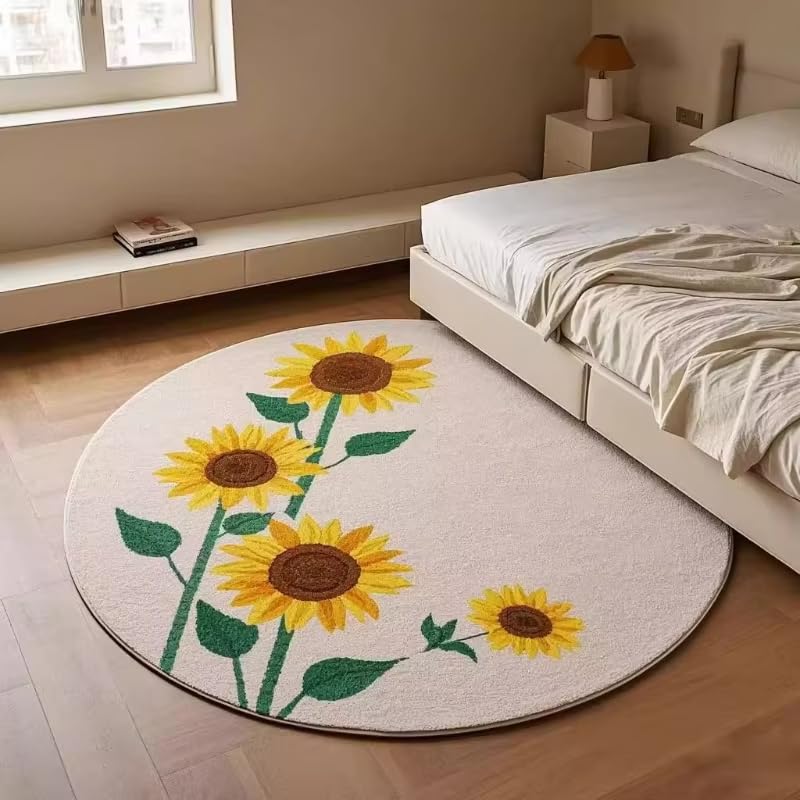 Tapis de chevet doux tournesol 90 cm pour un réveil chaleureux et chic
