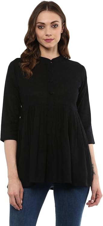 Idalia Womens Cotton Slub Flared Top