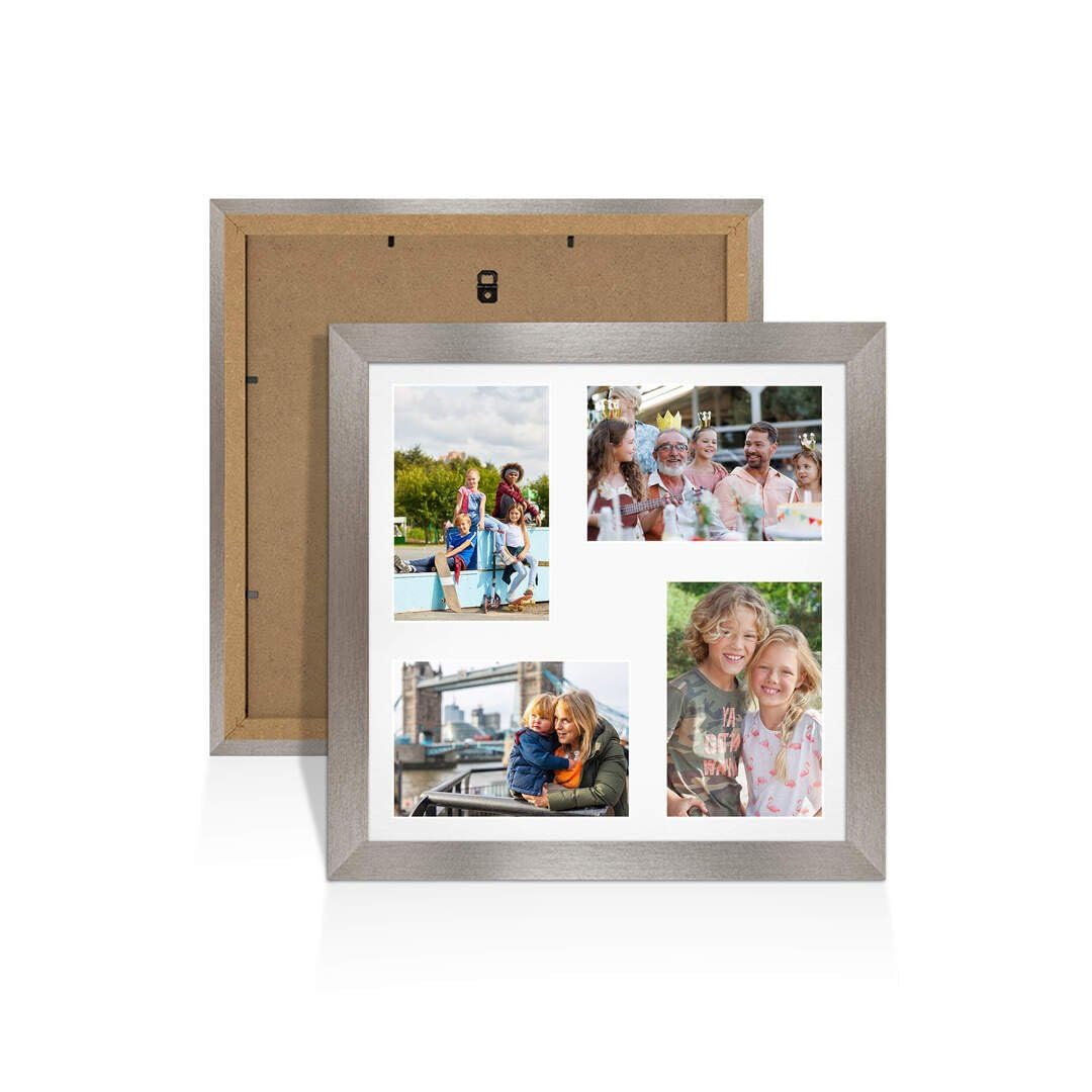 Procut Global 16X8 Dark Oak Photo Frames For Multiple Pictures with White Mount-Modern Collage Frame with 3 Apertures (3x) 7X5-Engineered Wood with Shatterproof Perspex โ image 1