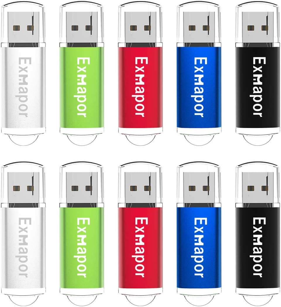Exmapor Bulk USB Flash Drives 32GB 10 Pack USB Drive Cap Design Memory