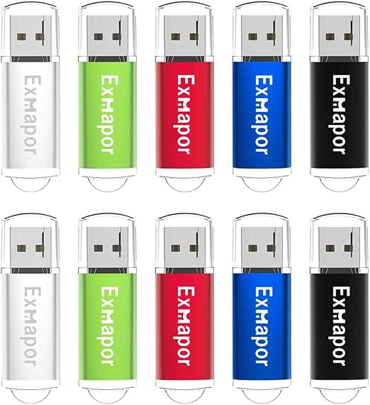 Exmapor Bulk USB Flash Drives 32GB 10 Pack USB Drive Cap Design Memory