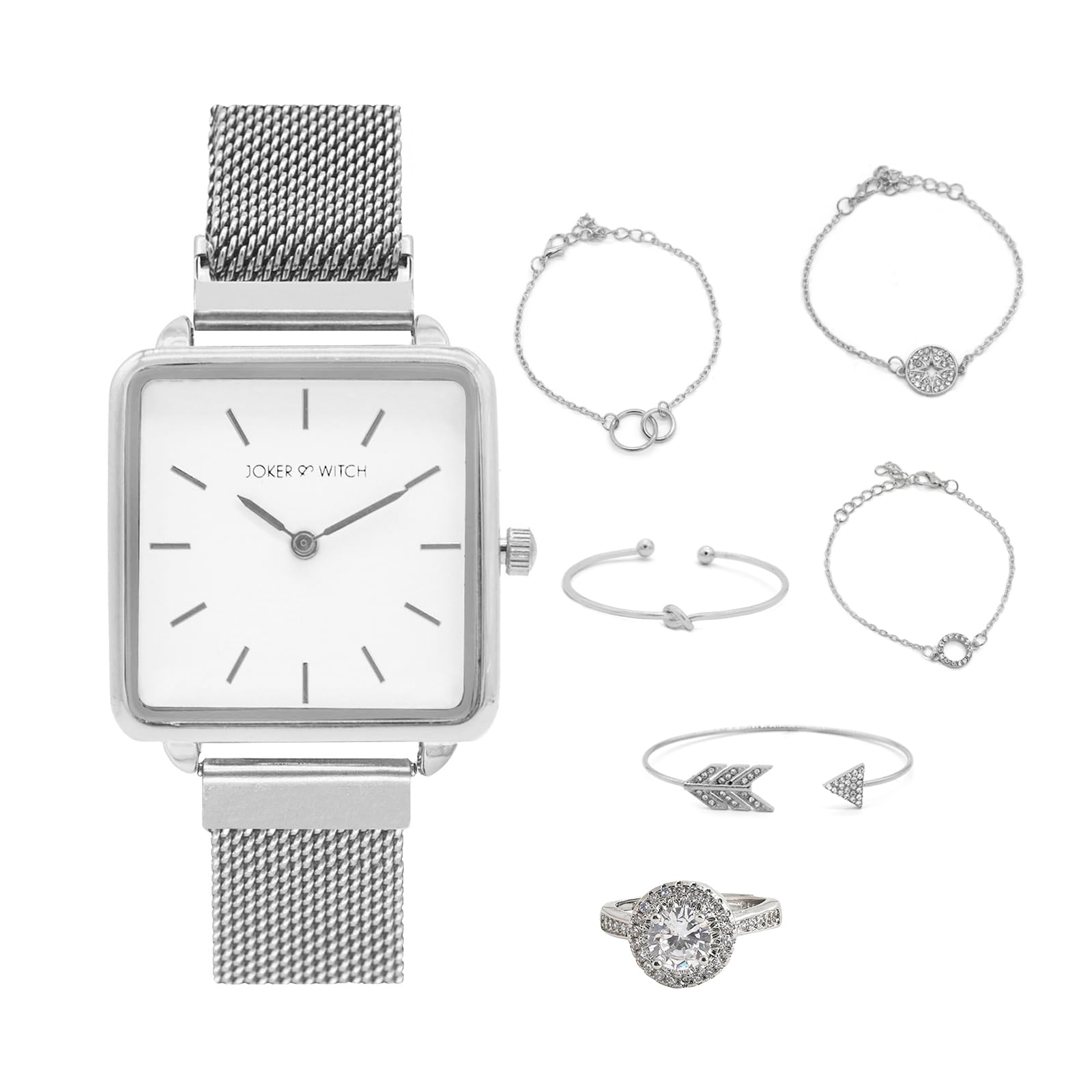 Joker & Witch Stainless Steel Women Ariella Love Triangle Analogue Watch, White Dial, Silver Band (B0C865SWHQ) Amazon Price History, Amazon Price Tracker